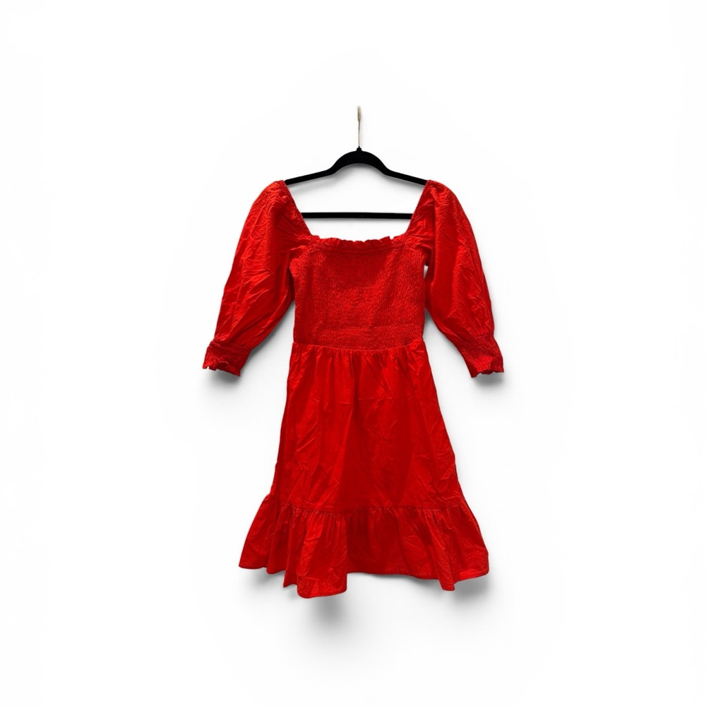 Sim & Sam | Smocked Red Puff-Sleeve Mini Dress - XS